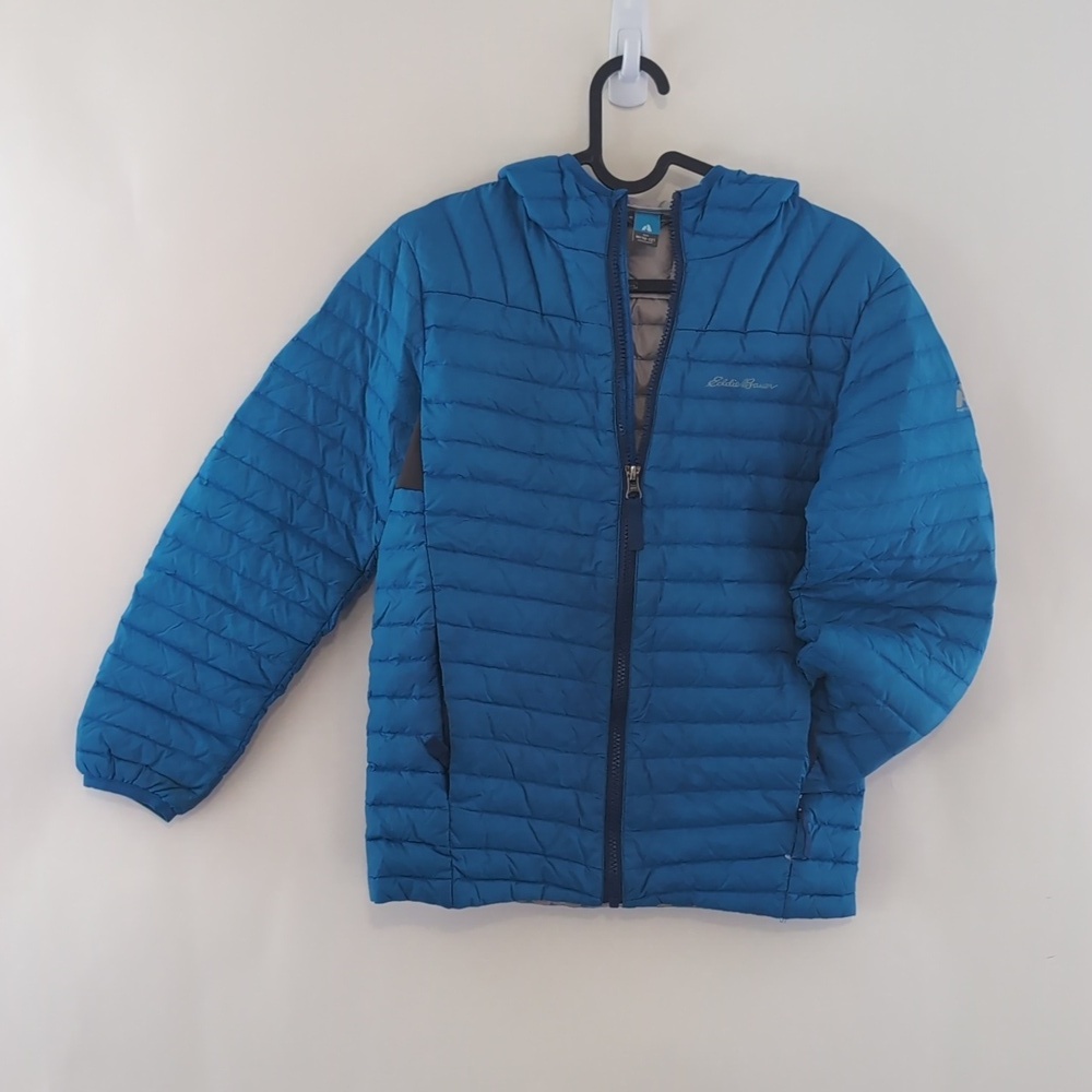 Sporty Eddie Bauer Puffer Jacket Kids Size MEDIUM 10-12 Microlight Blue